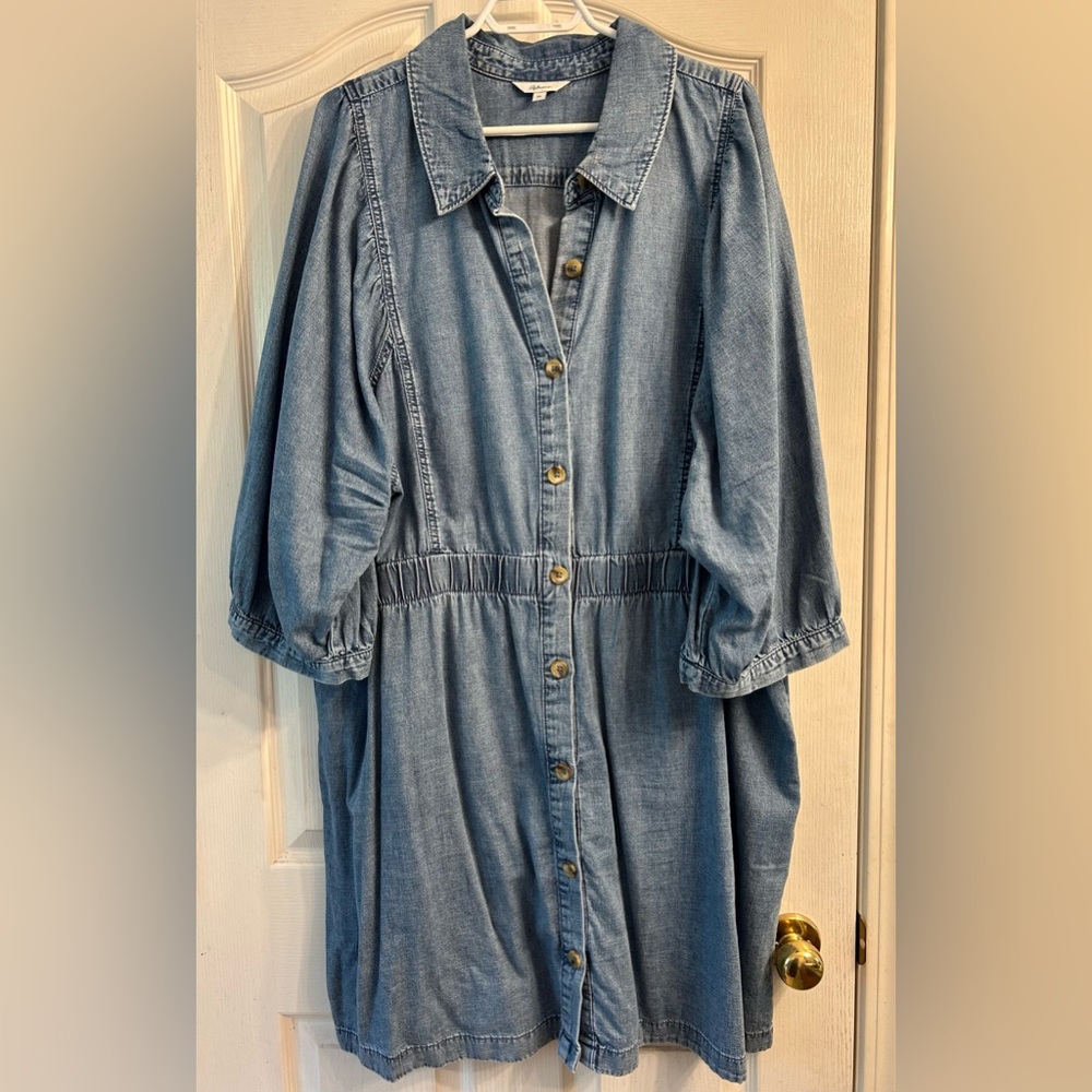 Reitmans 3X Light Blue Denim Button Down Dress